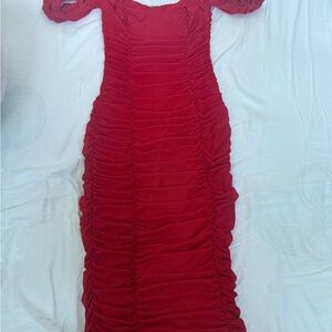 Elegant Red Ruched Dress